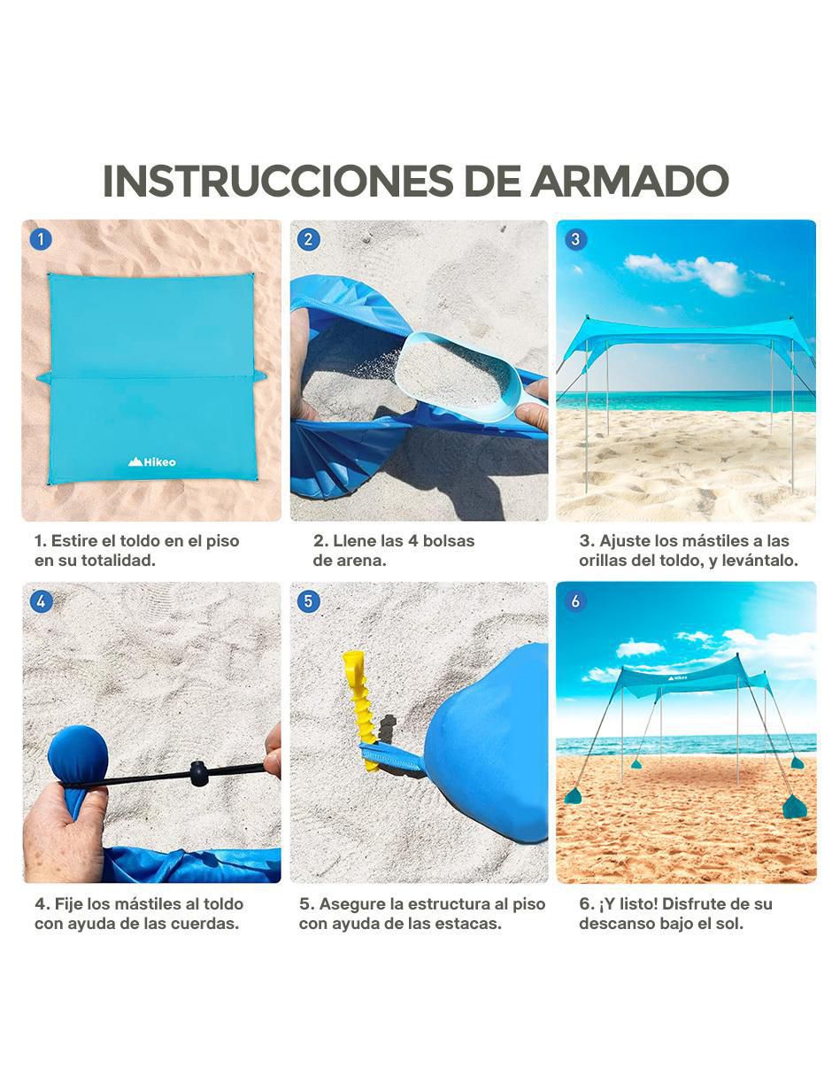 Toldo para Playa Portátil con Protección UPF 50, Resistente al Viento 4