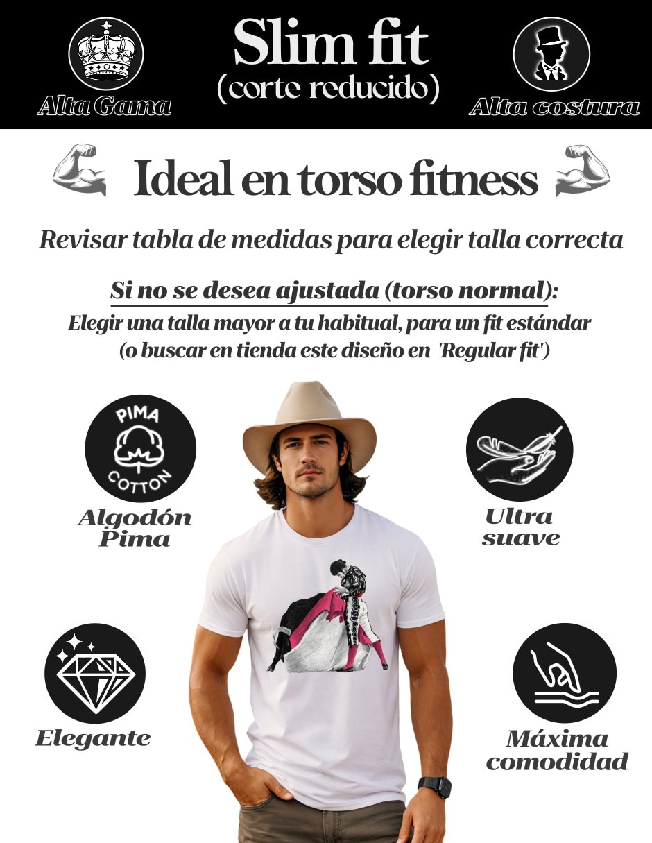 Playera Alta Gama Complexión Atlética Taurina cuello redondo para hombre 5