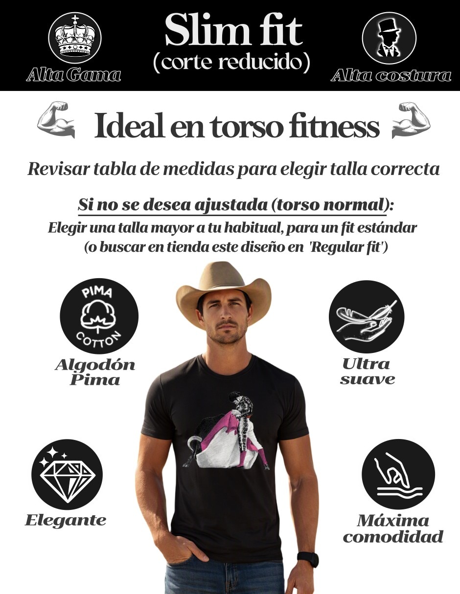 Playera complexión atlética taurina cuello redondo para hombre 5