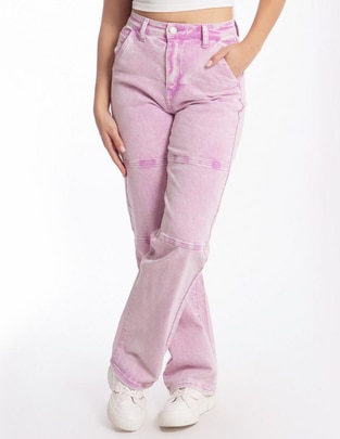 Jeans relajado corte media cintura para mujer