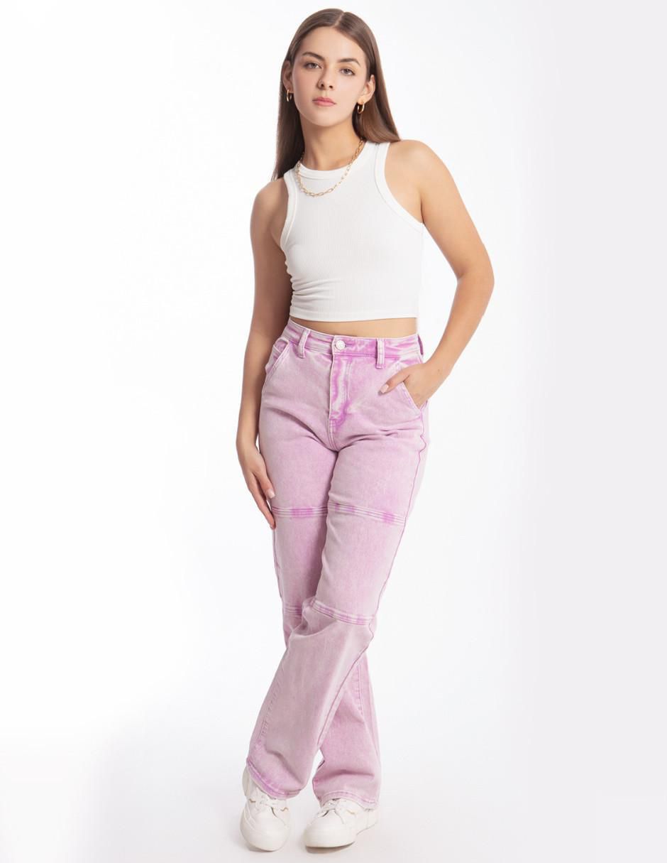 Jeans relajado corte media cintura para mujer 4