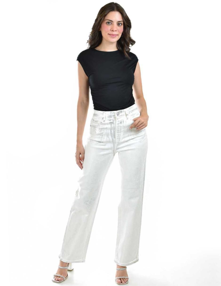 Jeans relajado corte media cintura para mujer 5
