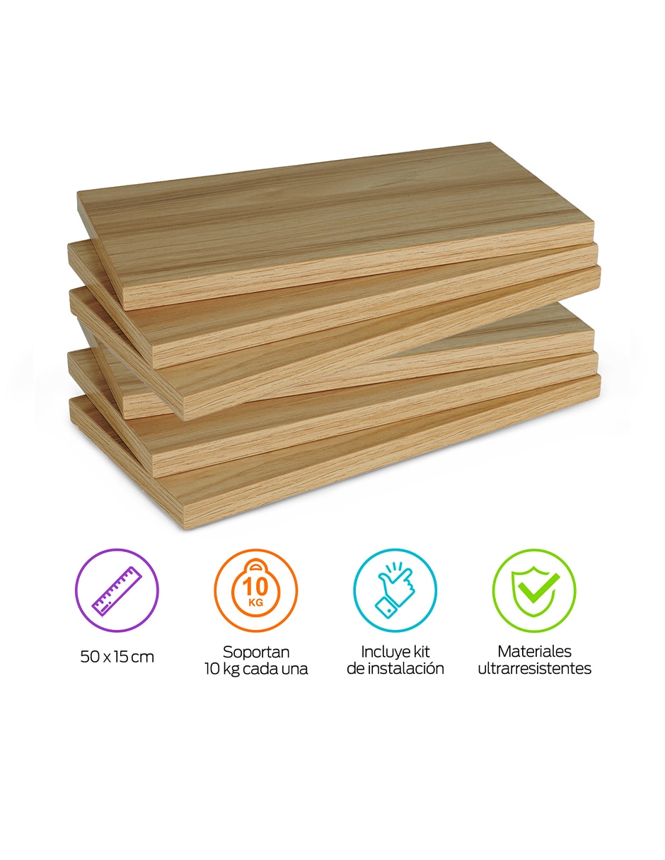 6 Repisas Flotantes de Madera para Pared Minimalistas 30 x 15 cm 3
