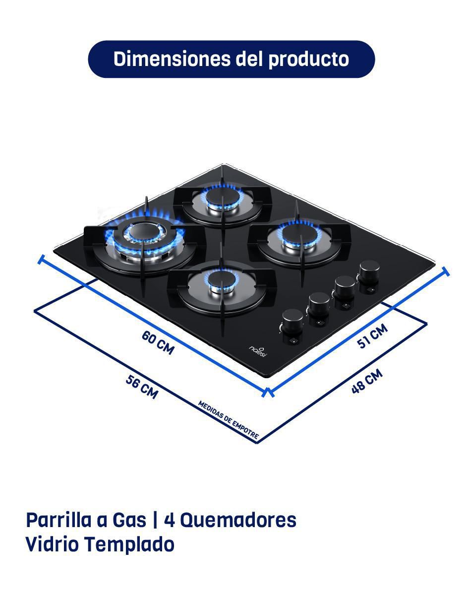 Parrilla a gas lp empotrable Naesi