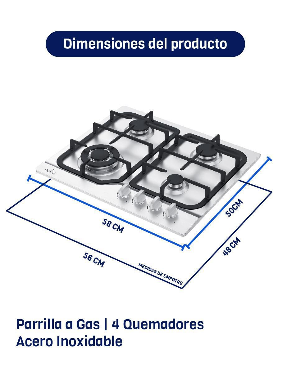 Parrilla a gas lp empotrable Naesi