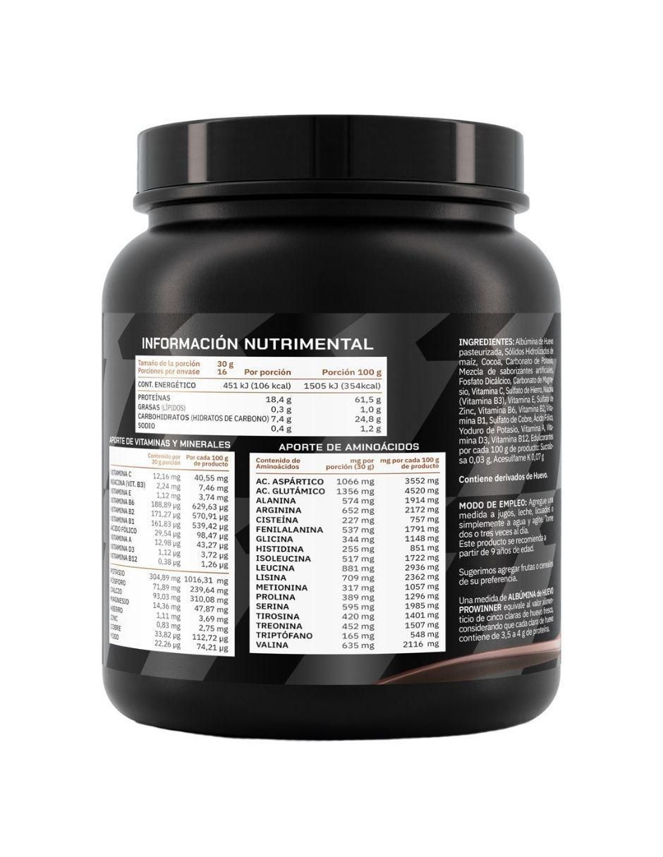 Suplemento Albumina de huevo ProWinner sabor chocolate de 500 g