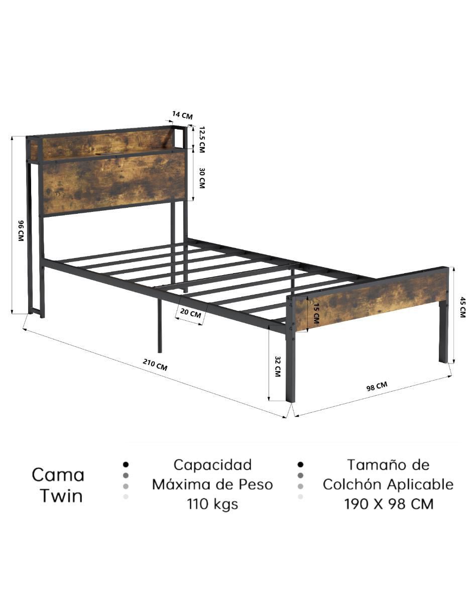 Cama Nami Twin de metal individual 10