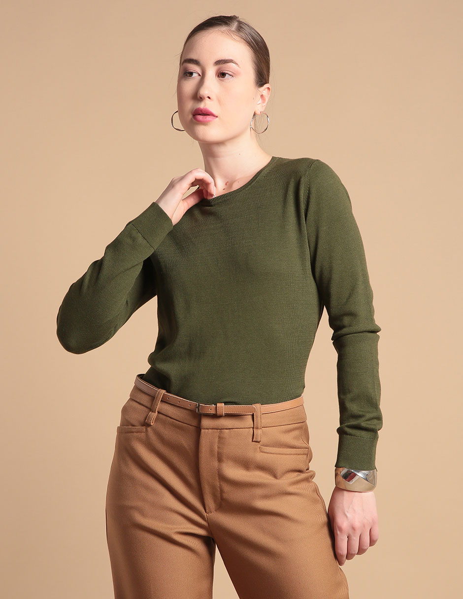 Suéter cuello redondo para mujer