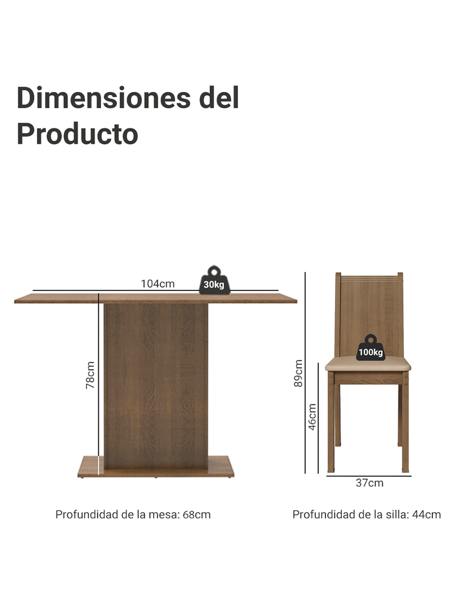 Comedor Luana Madesa para 4 personas