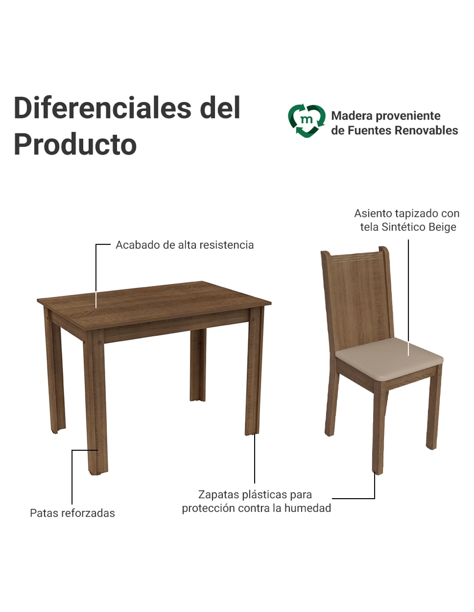 Comedor Rute Madesa para 4 personas de MDP