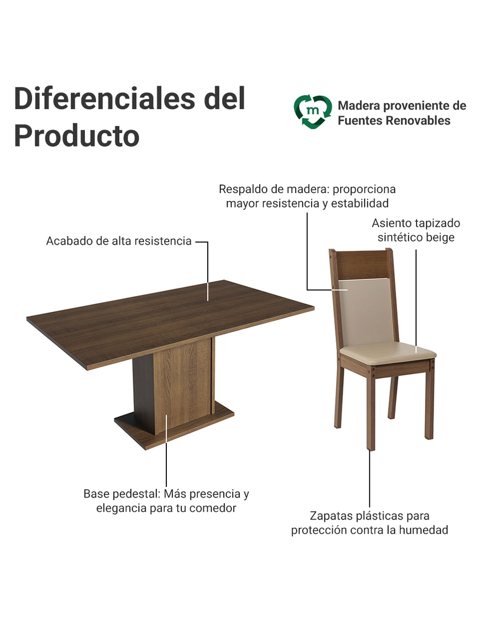 Comedor Lousiana Madesa para 6 personas