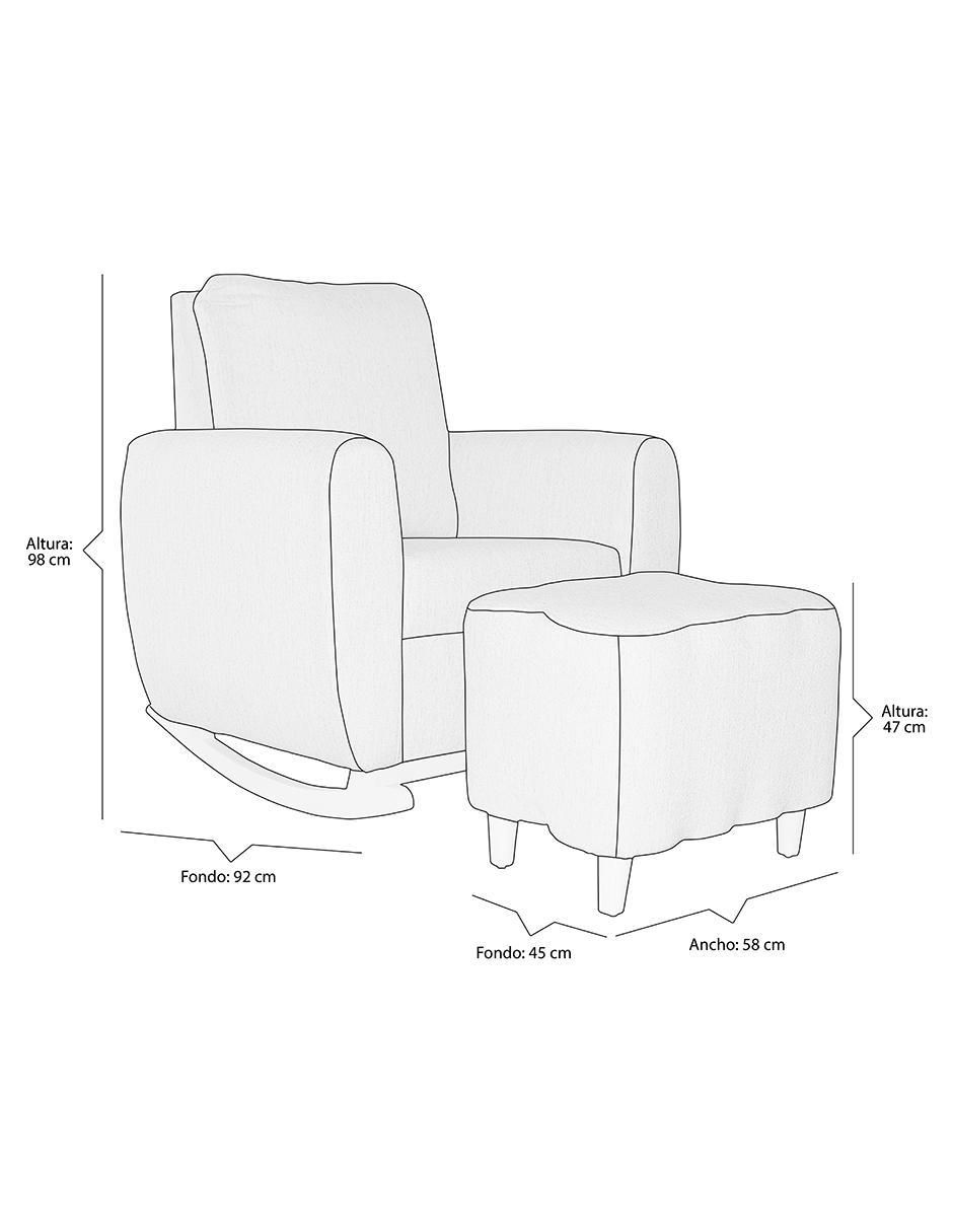 Mecedora con taburete Mueble Mom de poliéster