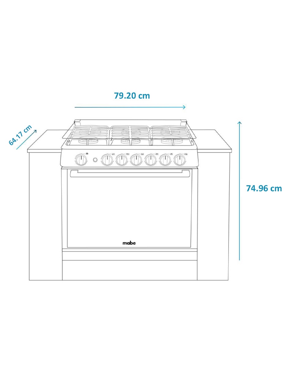 Estufa empotrable a gas lp Mabe 79.20 cm XOC80800CBSCMPU8 de 5 quemadores