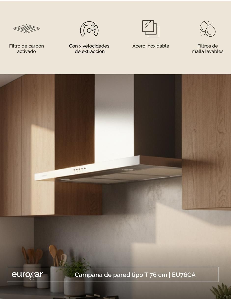 Campana de pared EU76CA de acero inoxidable Campana de pared EU76CA de acero inoxidable