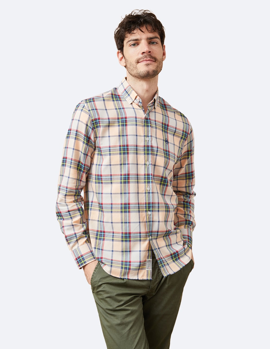 Camisa casual de algodón manga larga para hombre