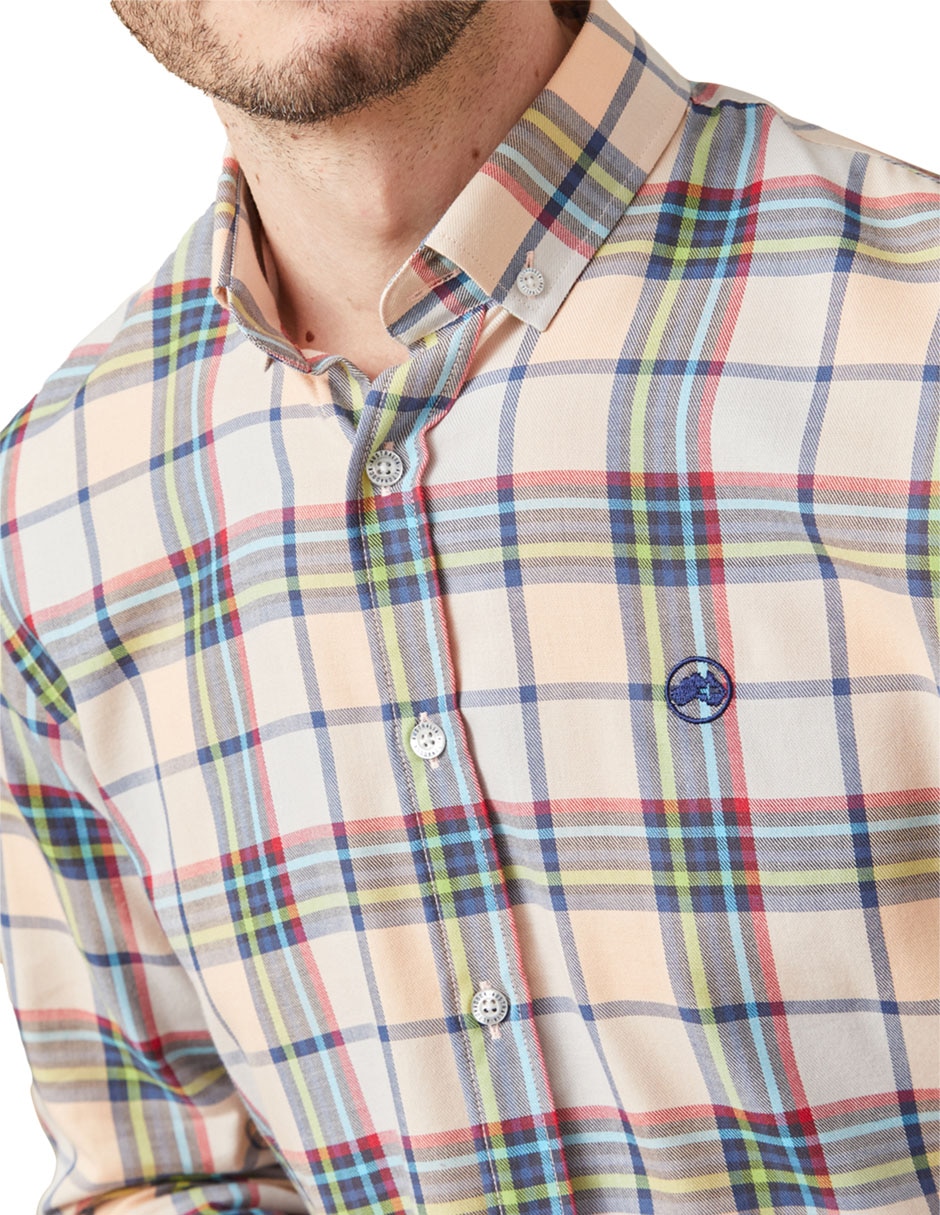 Camisa casual de algodón manga larga para hombre