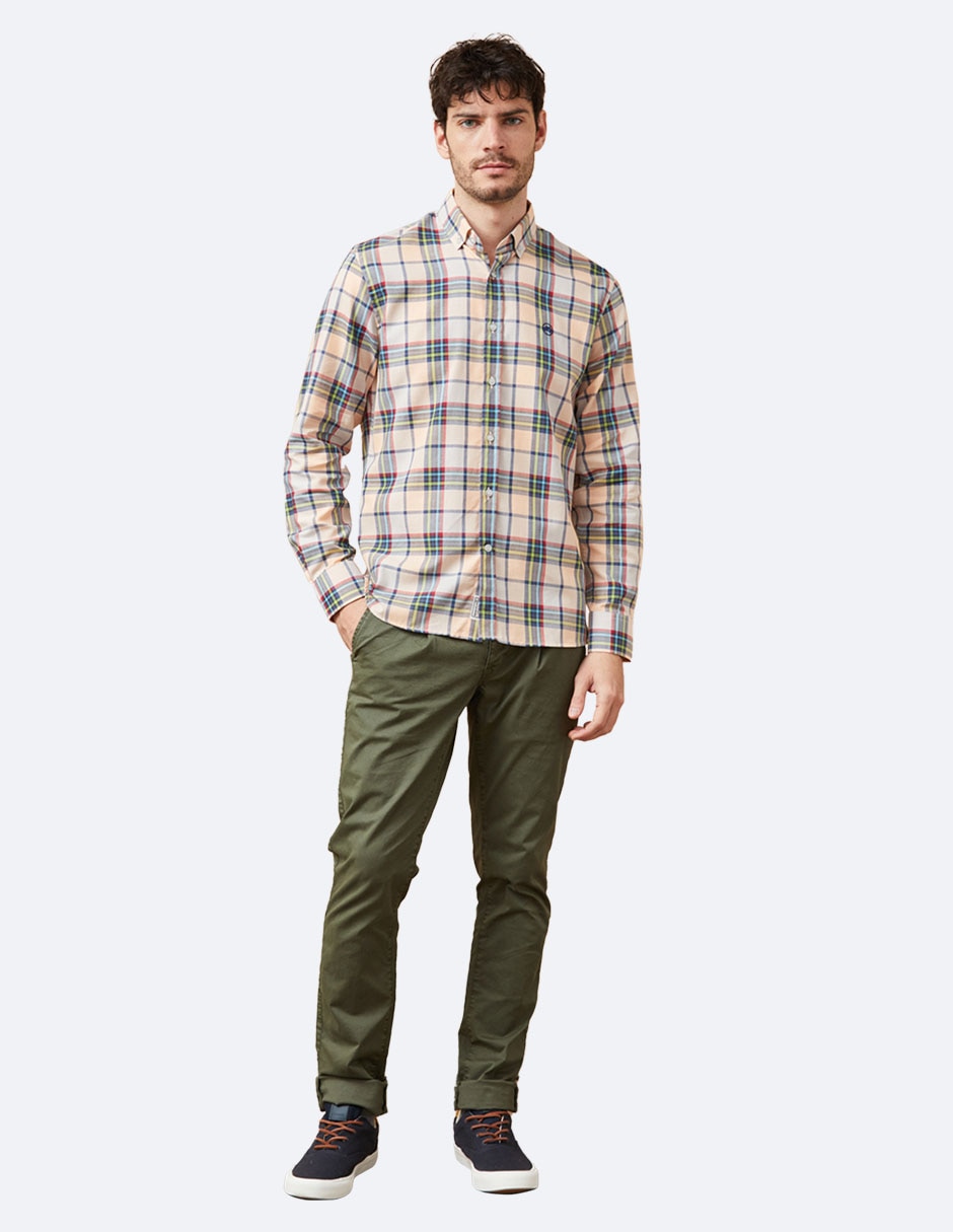 Camisa casual de algodón manga larga para hombre