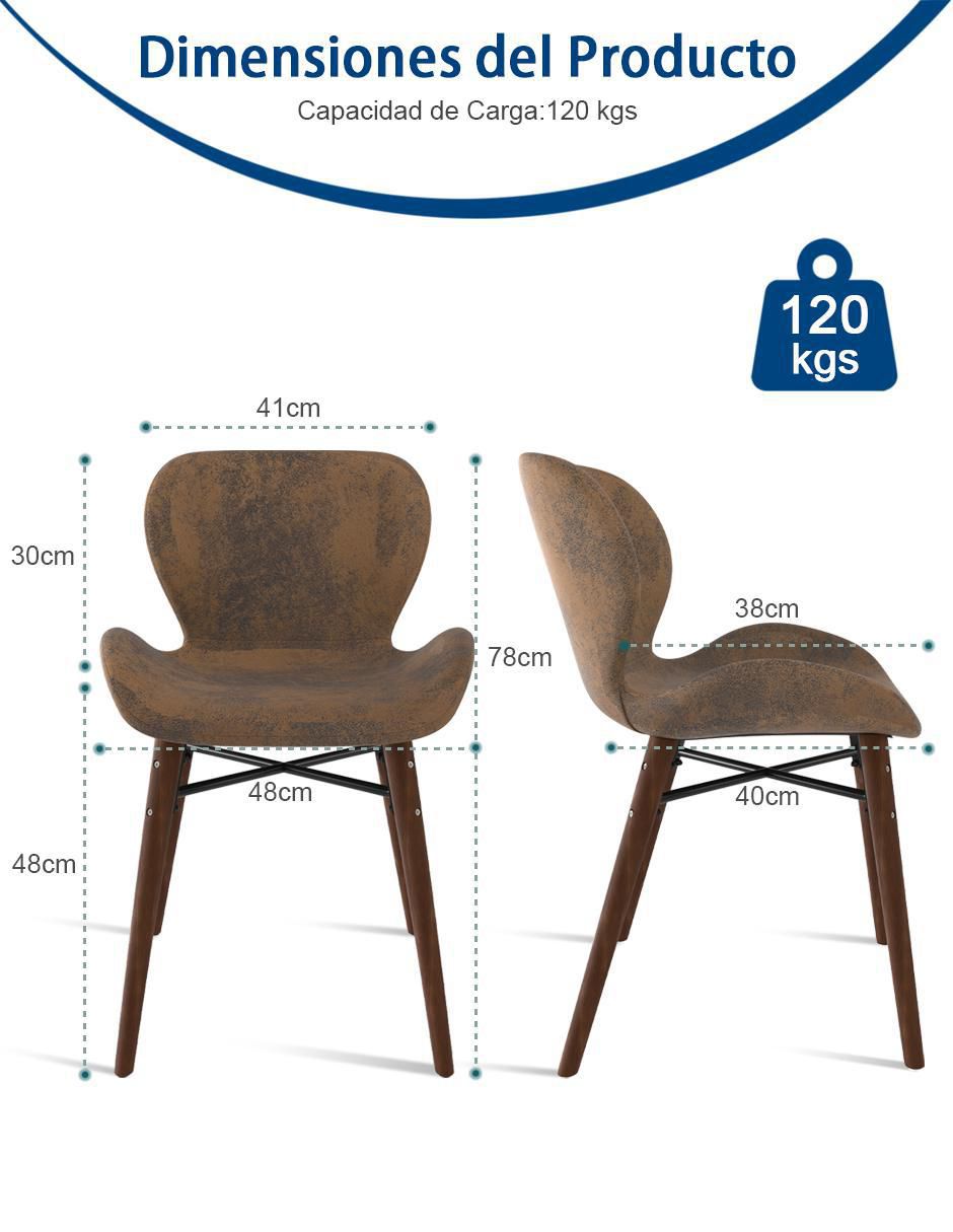 Juego de sillas 2 piezas Juli Suede Brown 9