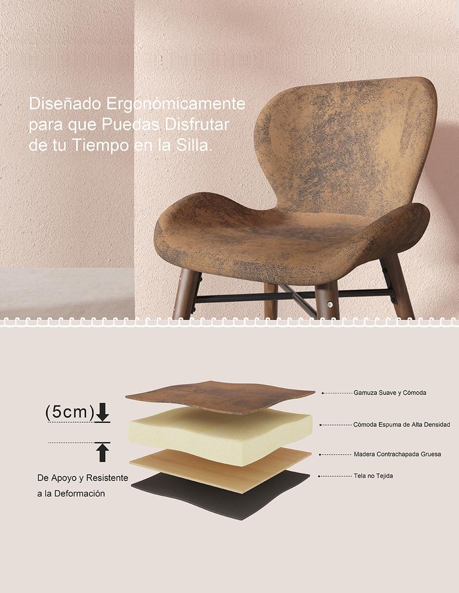 Juego de sillas 2 piezas Juli Suede Brown 8