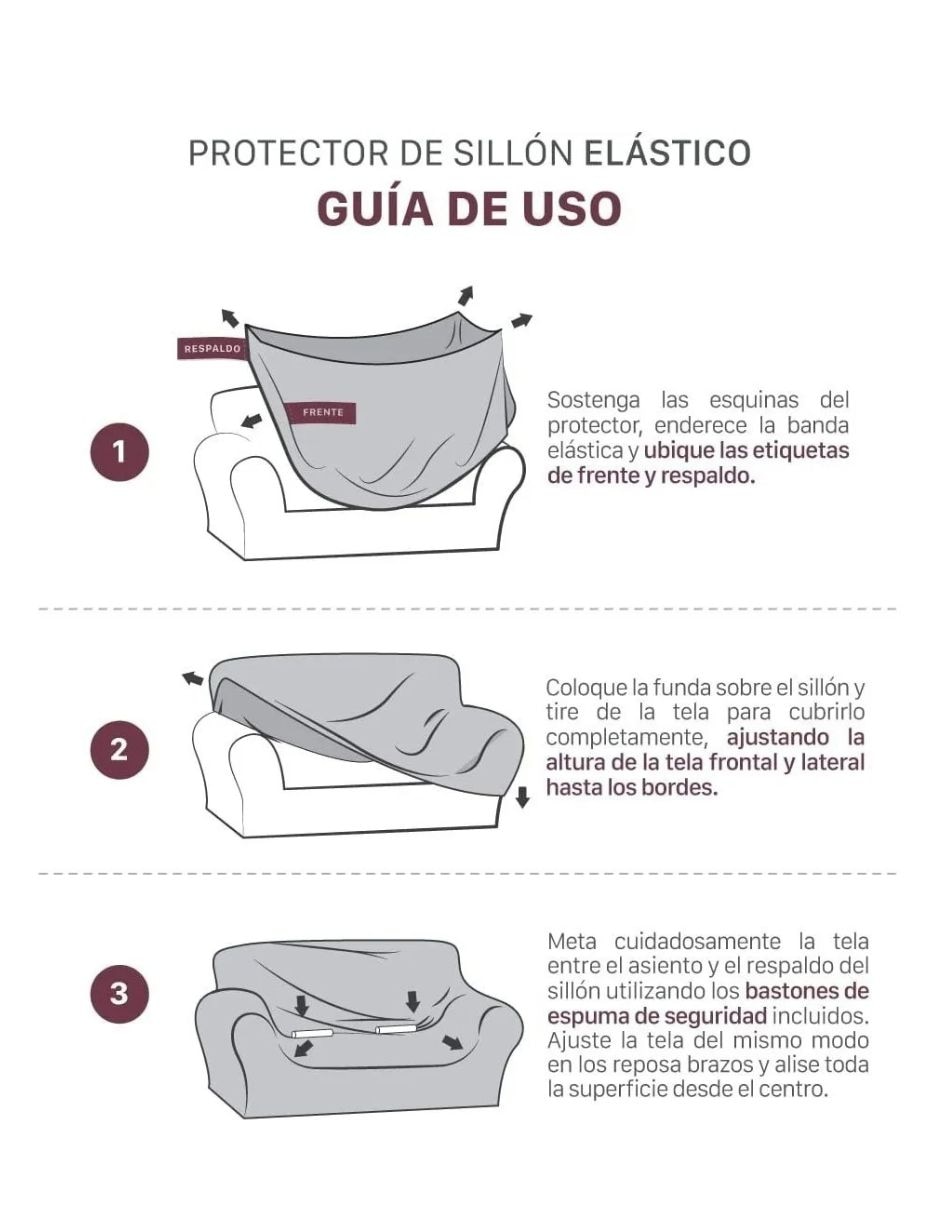 Funda sofá antideslizante 3 piezas 5