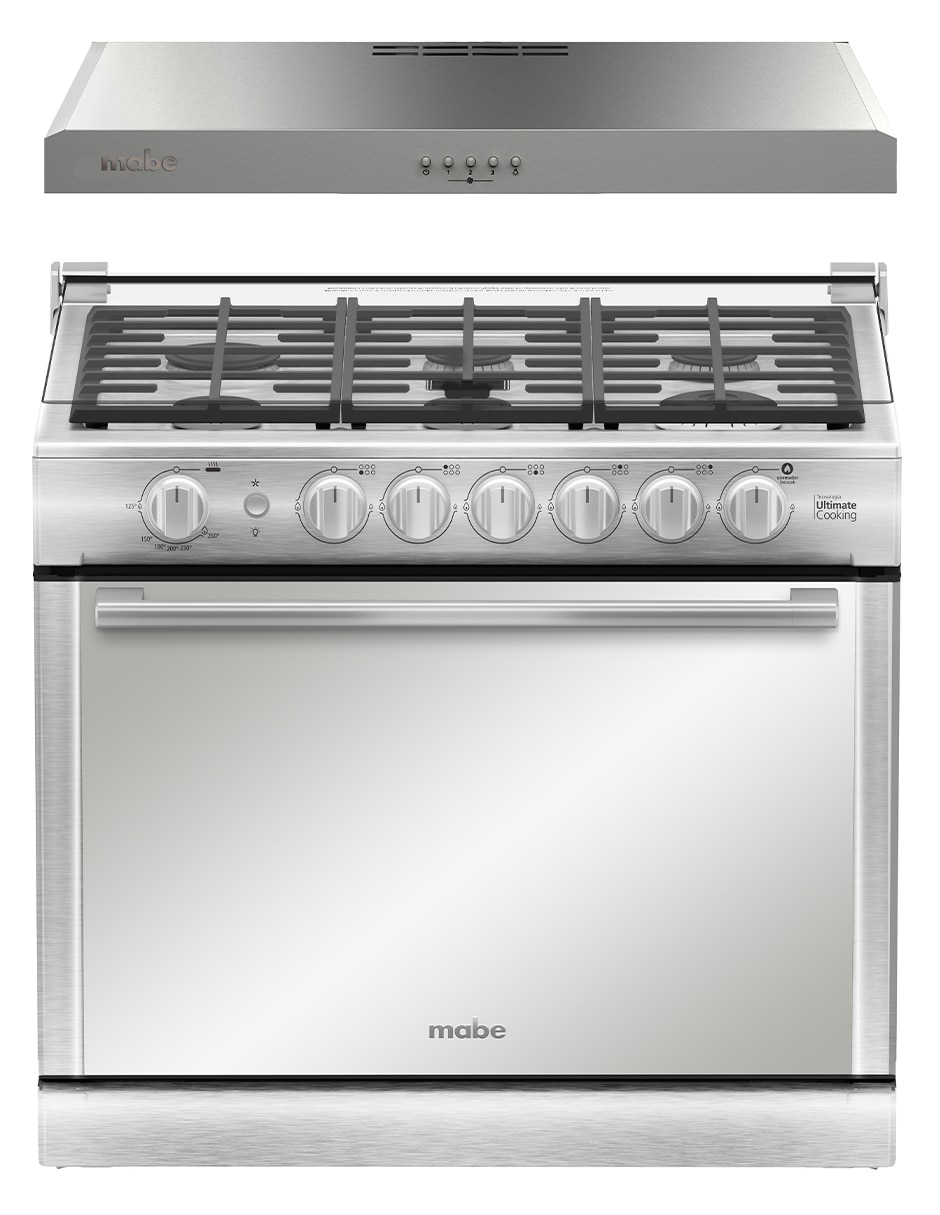 Combo estufa empotrable a gas lp 79.20 cm XOC80790CMPUV80 de 6 quemadores + campana 1