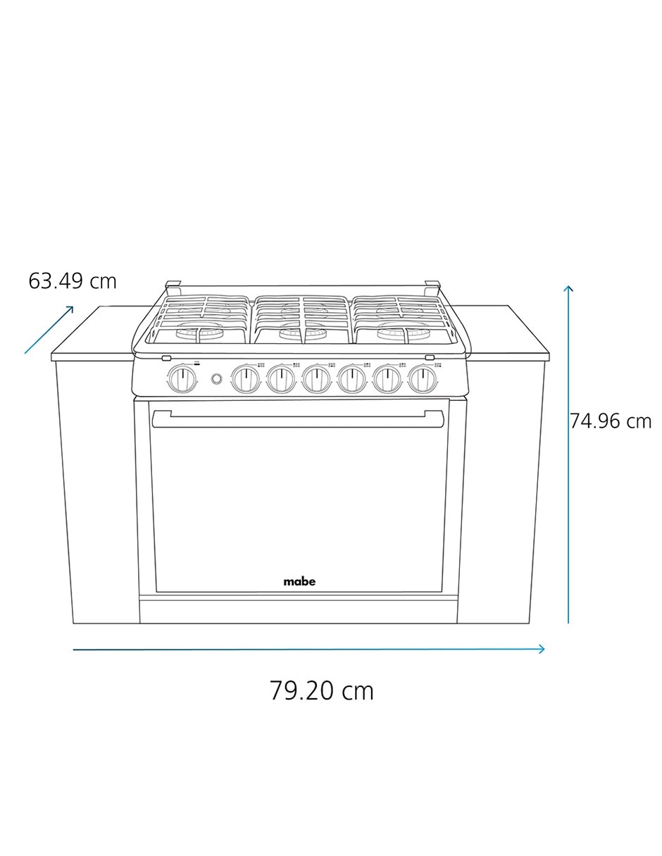 Combo estufa empotrable a gas lp 79.20 cm XOC80790CMPUV80 de 6 quemadores + campana 16