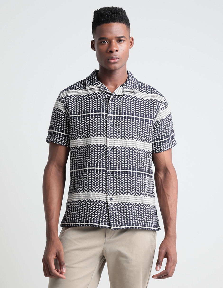 Camisa casual de algodón manga corta para hombre