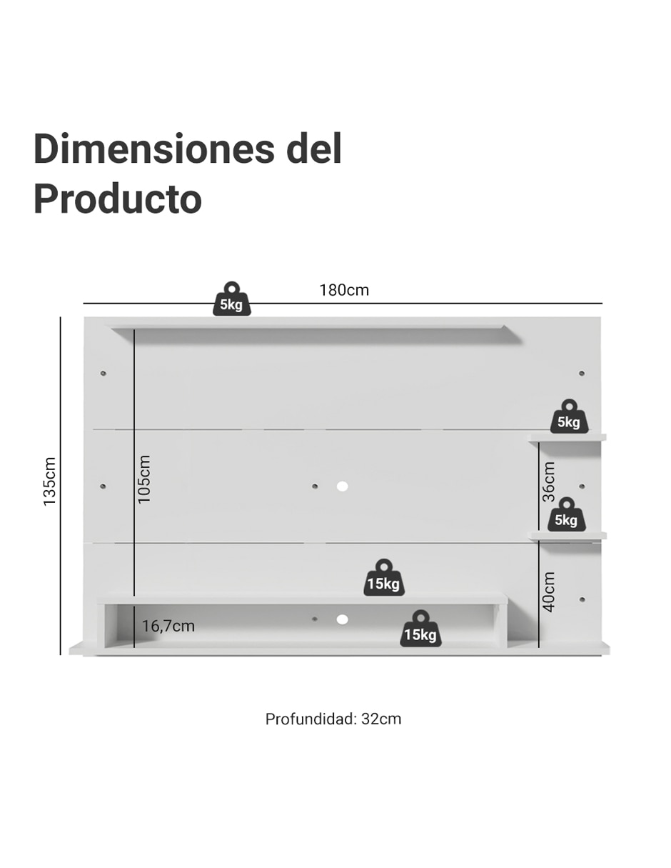 Mueble flotante para TV armable Alfa Madesa de MDP