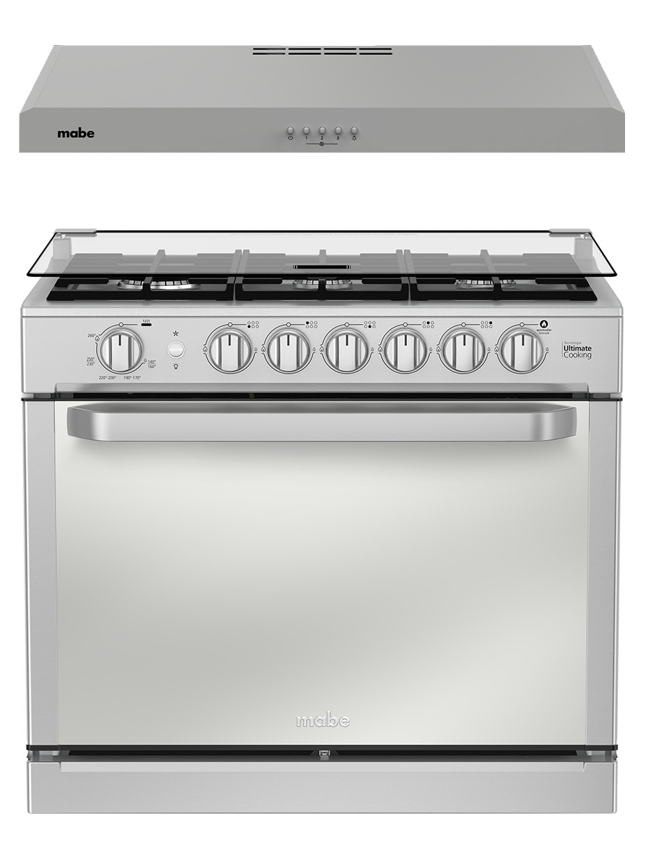 Combo estufa empotrable a gas lp 79.20 cm MA0C805003CMP80 de 6 quemadores + campana 1