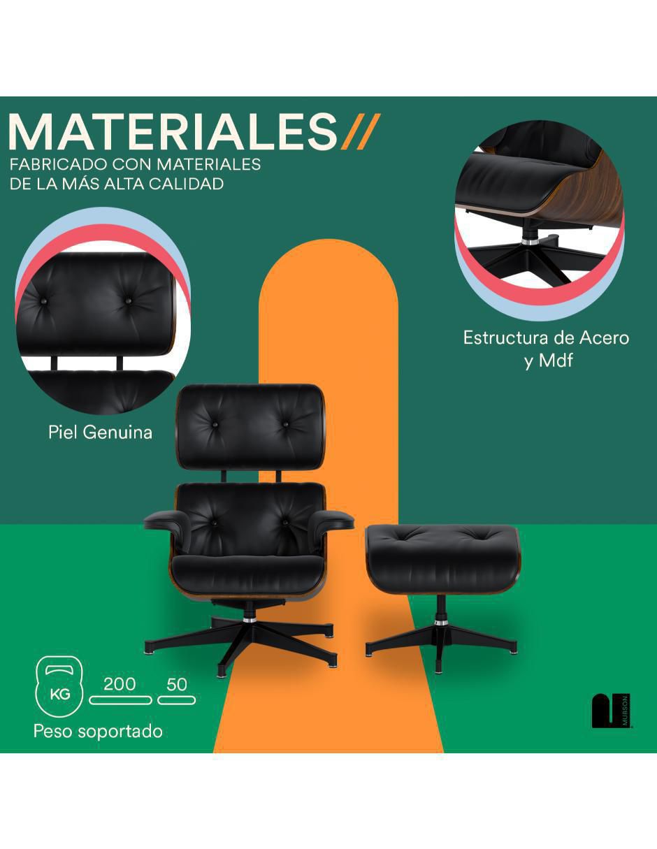 Juego de asiento con taburete de piel 3