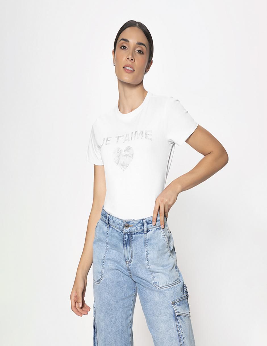 Playera manga corta cuello redondo para mujer
