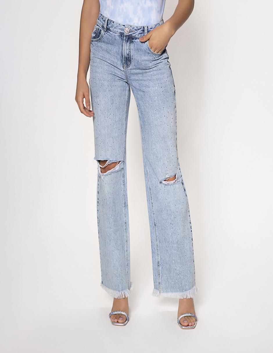 Jeans regular hot fix para mujer