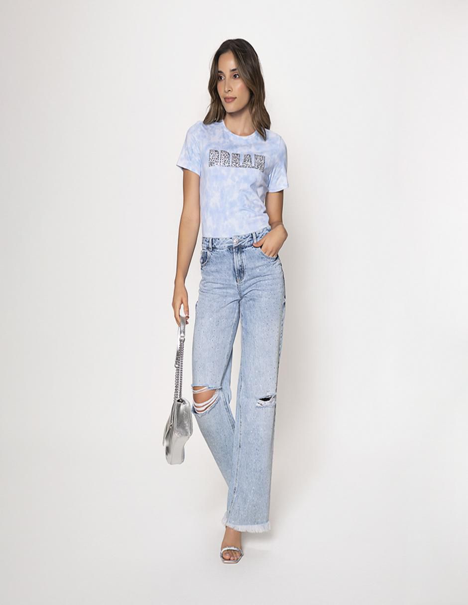 Jeans regular hot fix para mujer