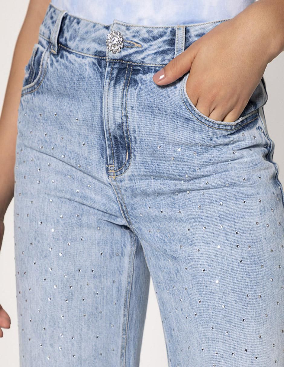Jeans regular hot fix para mujer