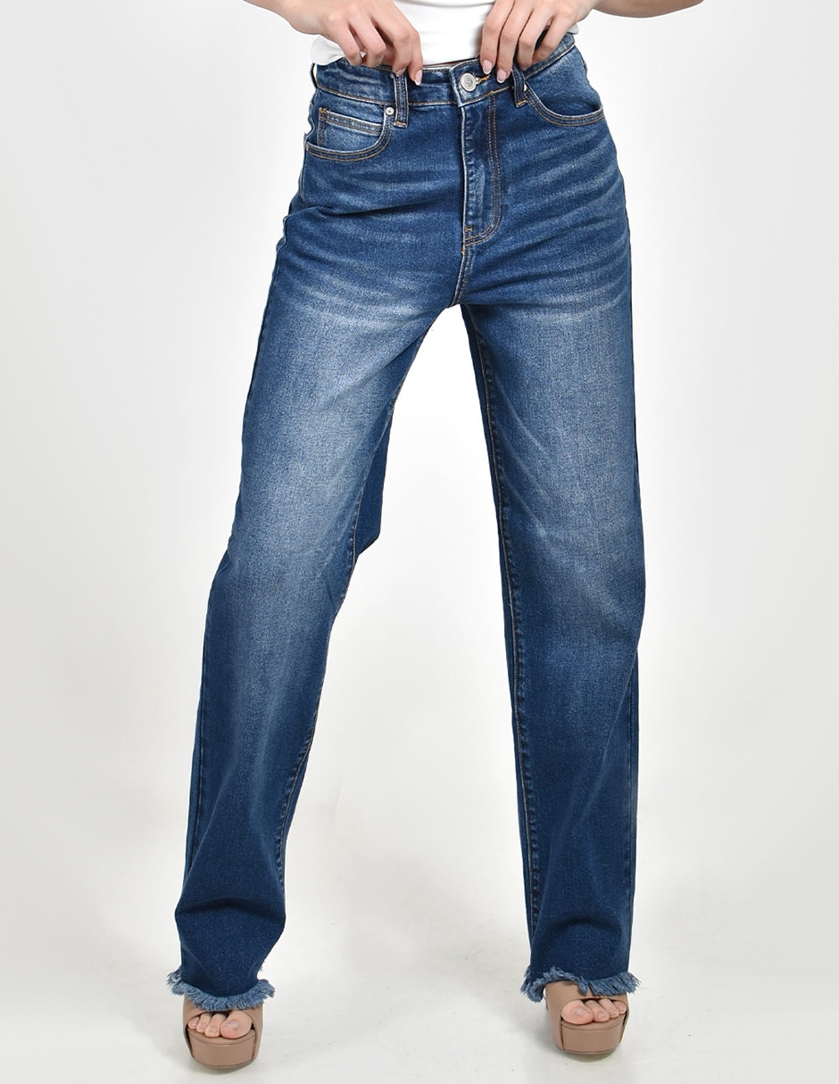 Jeans wide leg corte cintura para mujer 1