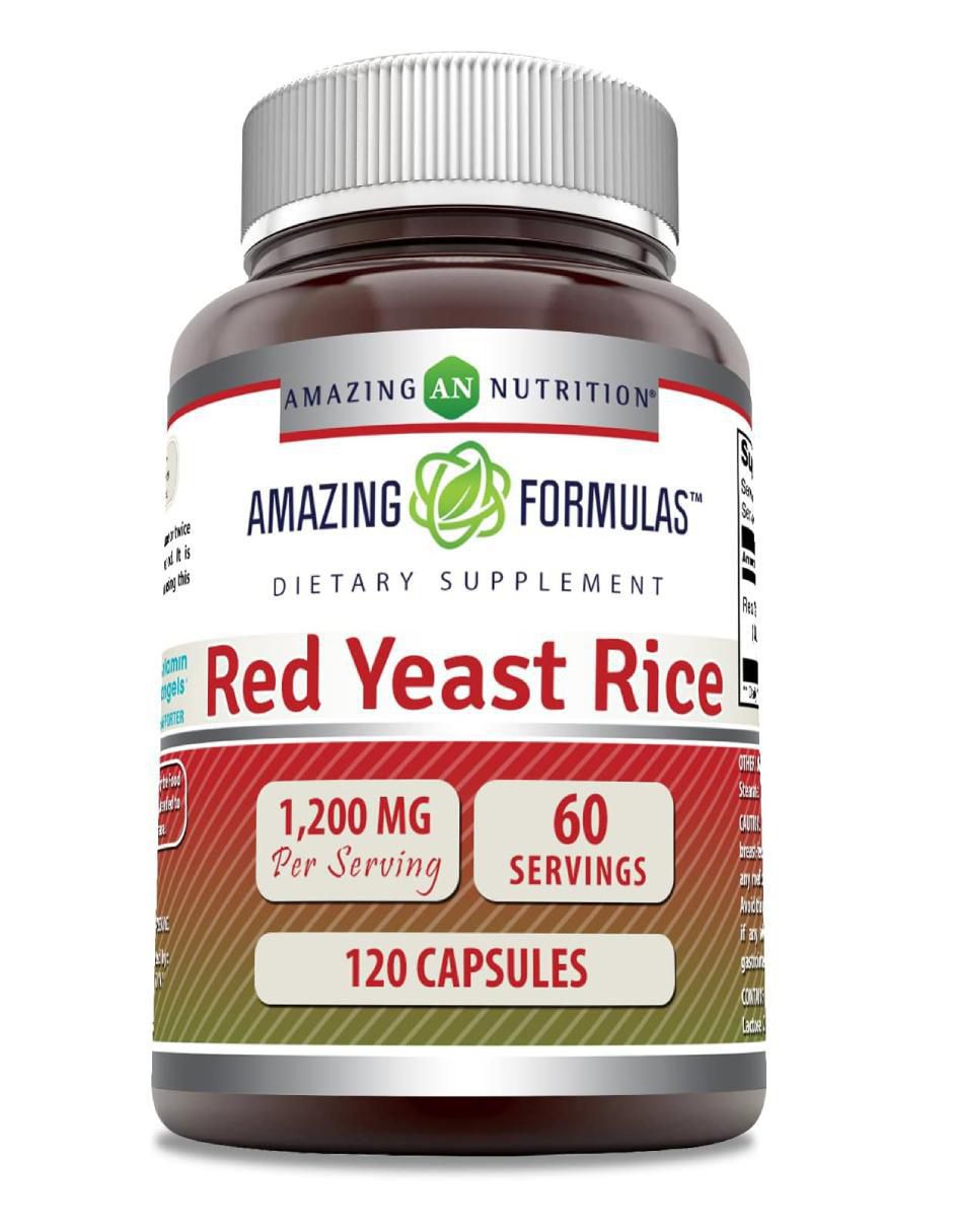Red yeast rice Amazing Nutrition con arroz de levadura roja sabor natural de 120 cápsulas