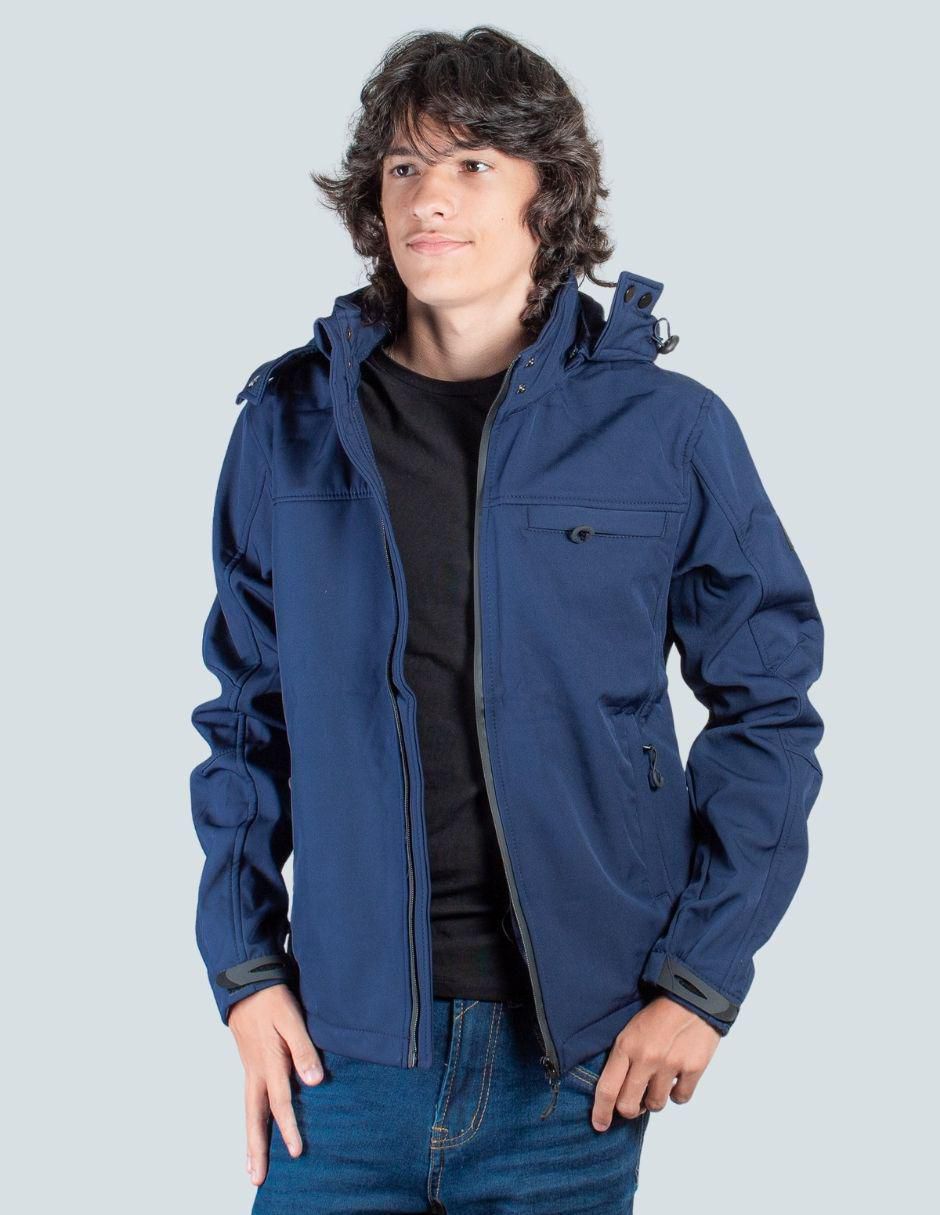 Chamarra casual capucha desmontable para hombre