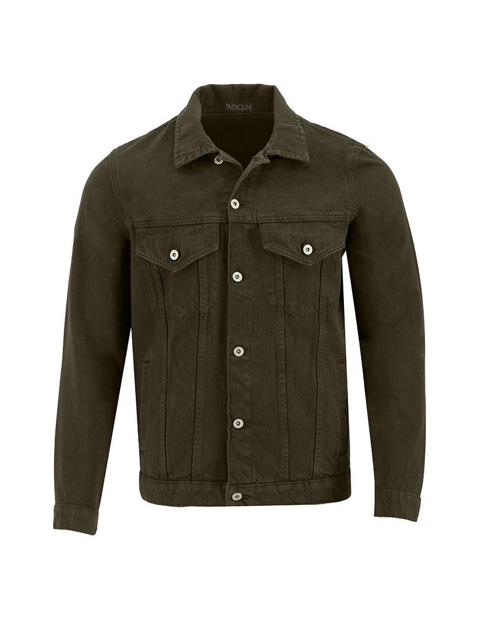 Set chamarra casual Indicum Denim de mezclilla con bolsillos para hombre