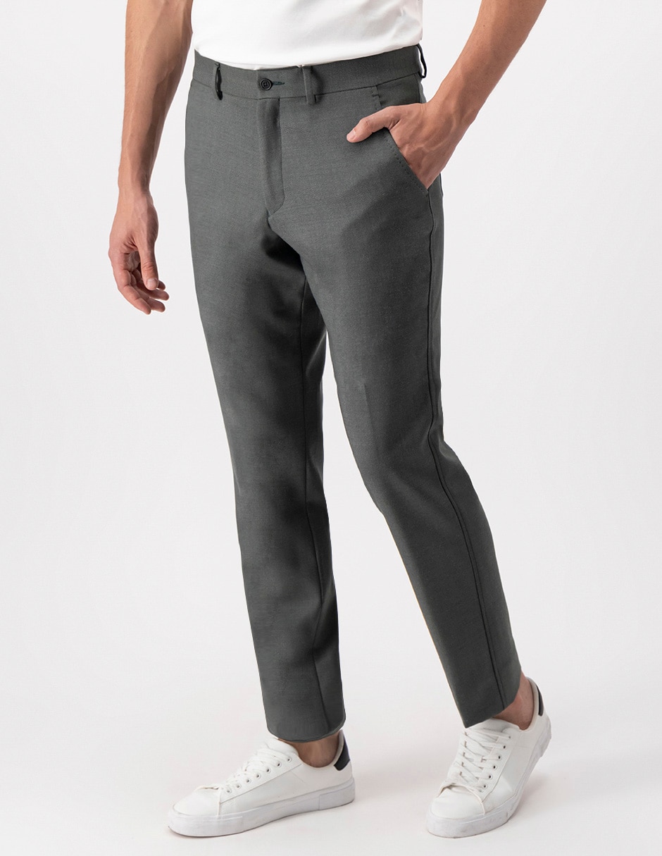 Pantalón de vestir casual slim de lana para hombre 1