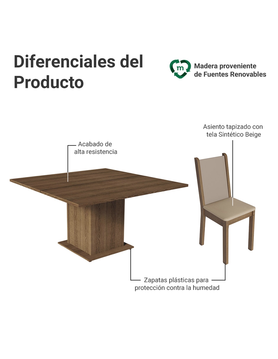 Comedor para 4 personas de acero y madera