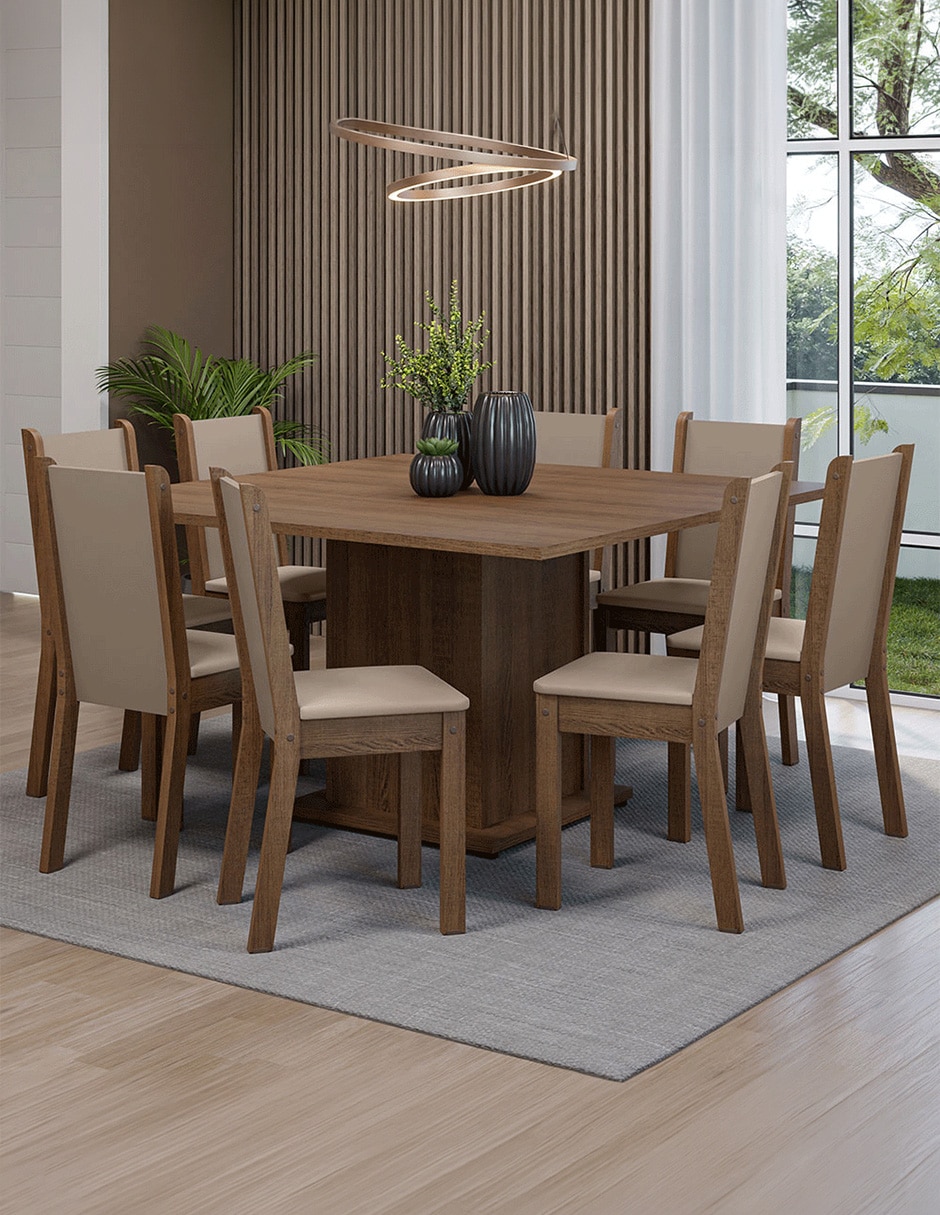 Comedor para 4 personas de acero y madera