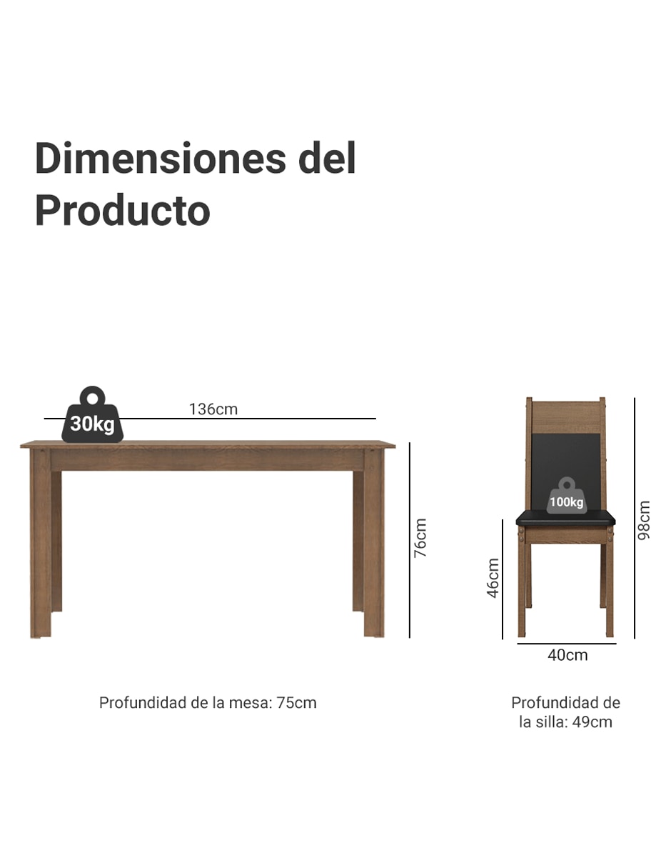Comedor Havana Madesa para 4 personas