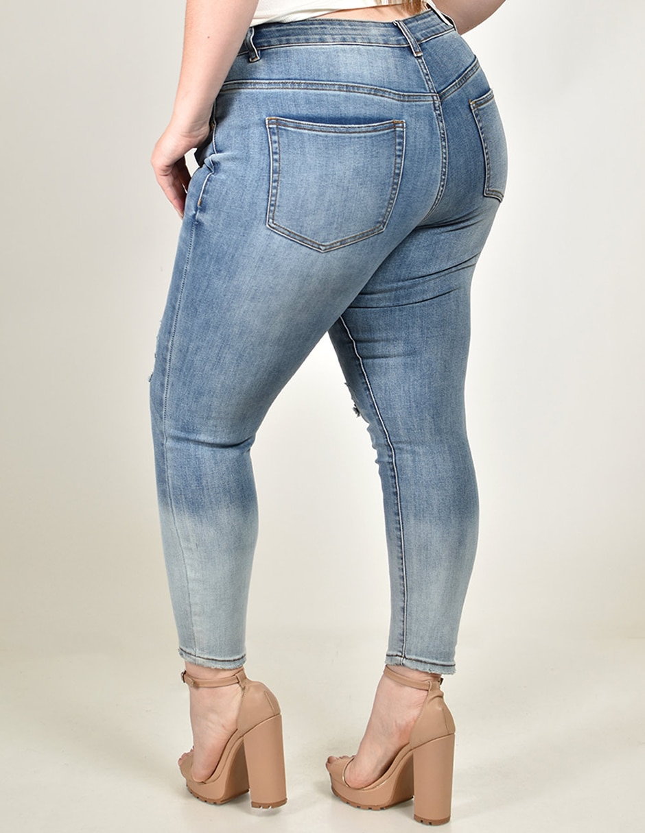 Jeans skinny corte media cintura para mujer 3