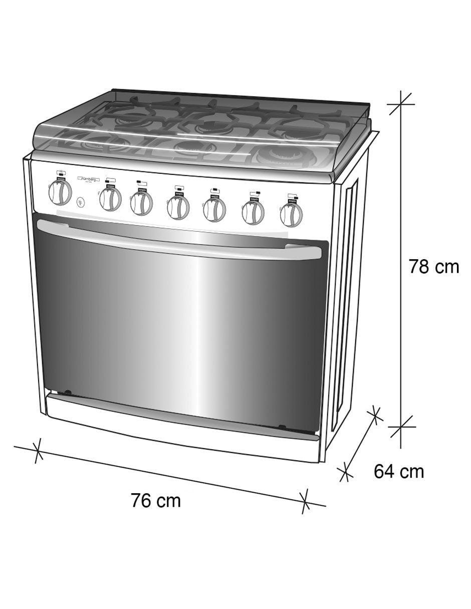 Estufa empotrable a gas natural/lp Koblenz 76 cm EE-6131 PD PRAGA de 6 quemadores