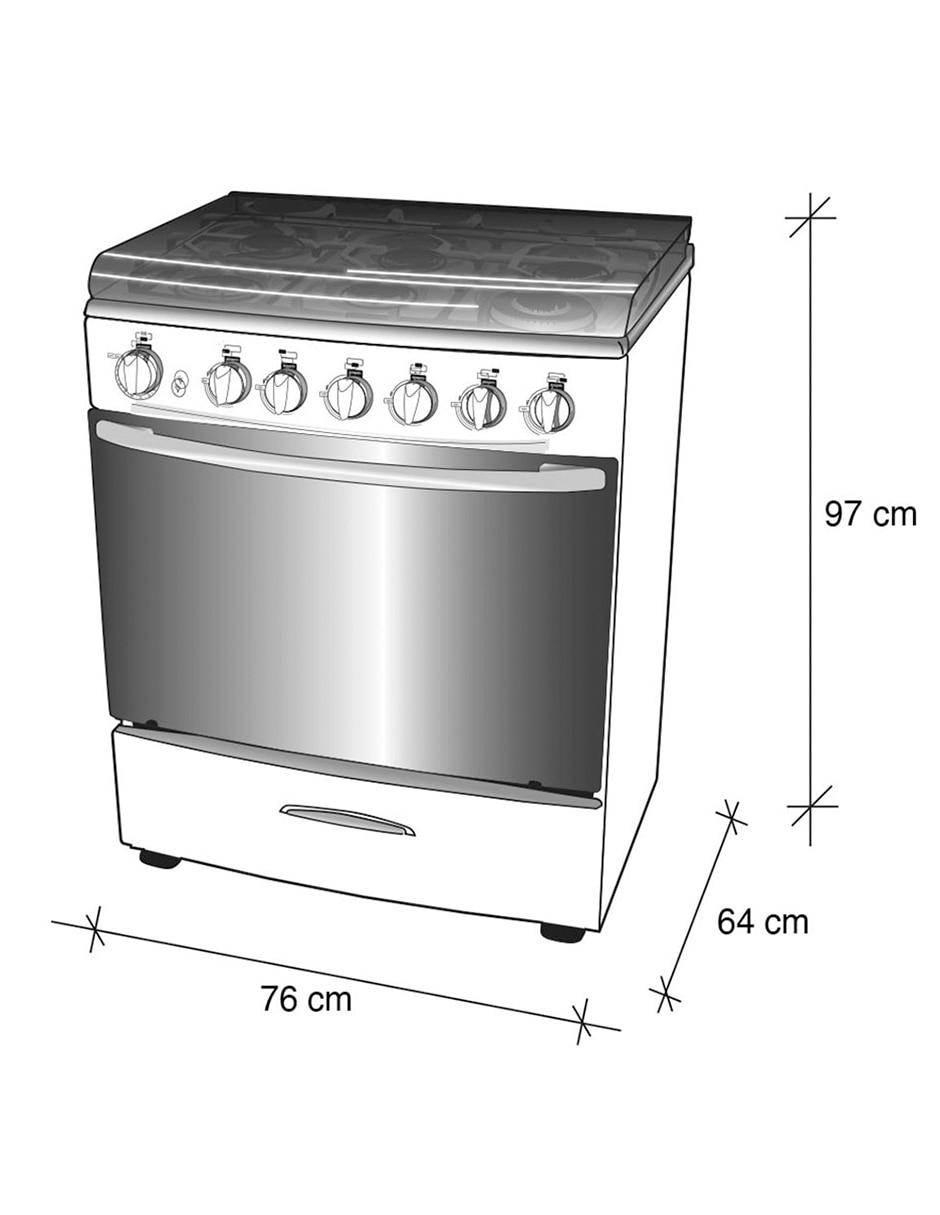 Combo Estufa empotrable a 76 cm 
EE-6131 MD+CAMP REG de 6 quemadores 7