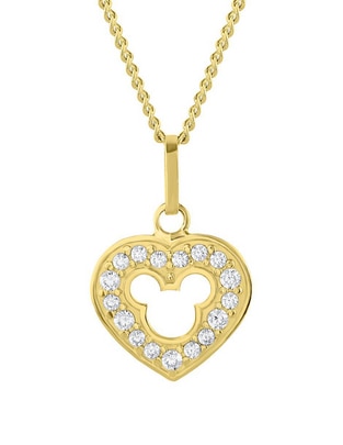 Collar Mickey Mouse de corazón Sabelli Disney de oro amarillo 14 K