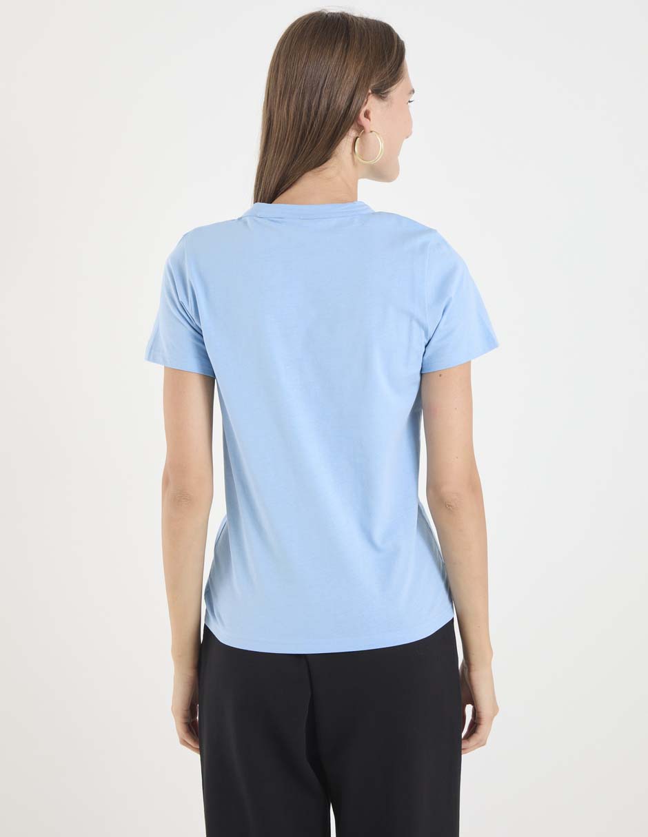 Playera manga corta Hugo Blue cuello redondo para mujer