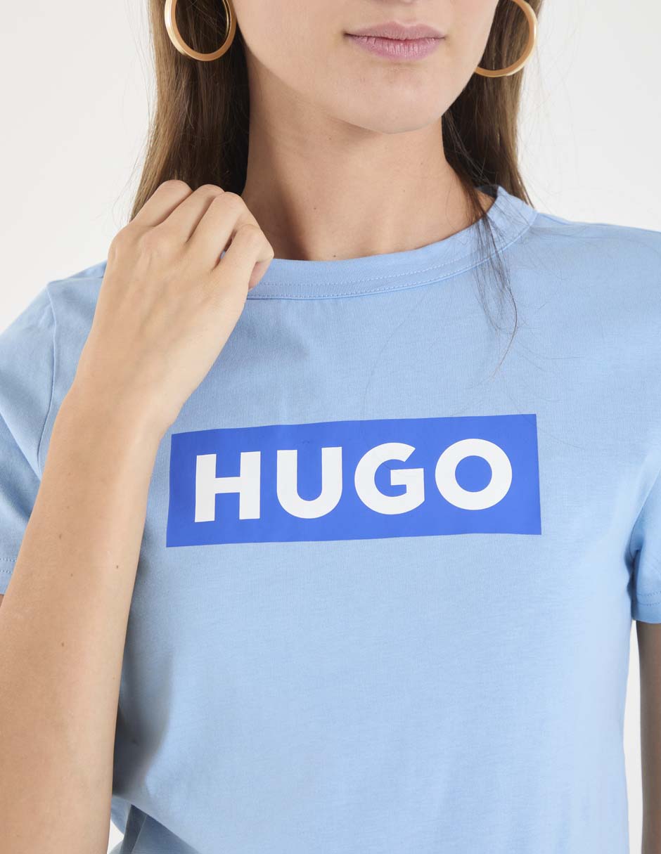 Playera manga corta Hugo Blue cuello redondo para mujer
