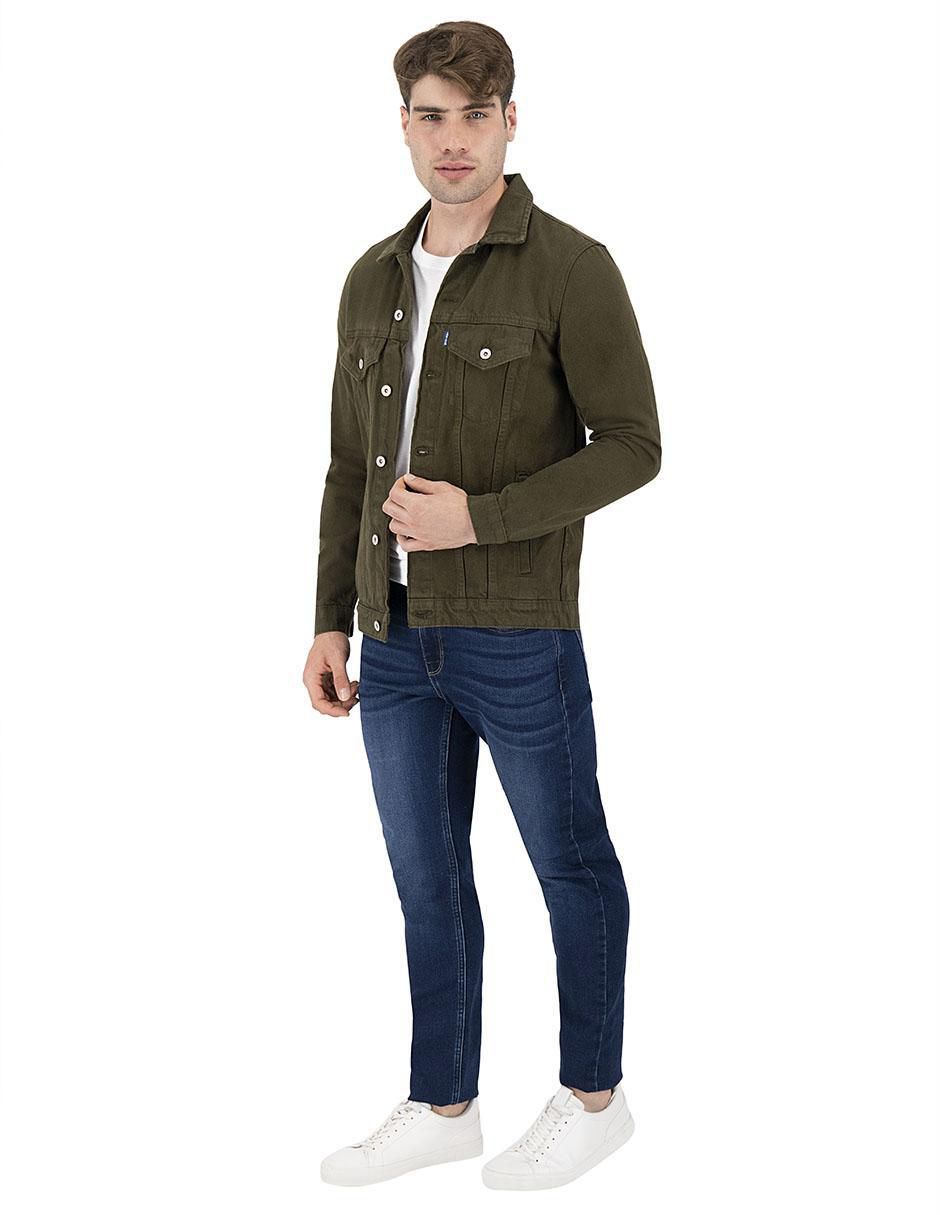 Chamarra casual de mezclilla con bolsillos para hombre 7