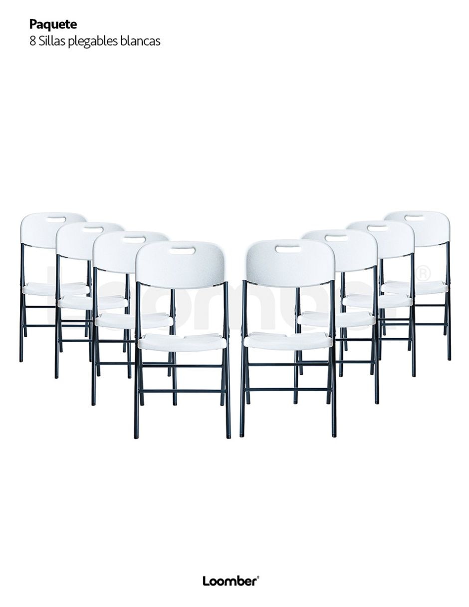 Set de sillas plegables 8 piezas de plástico